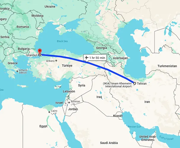 مسیر هوایی تهران استانبول