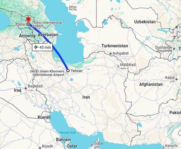 مسیر هوایی تهران تفلیس